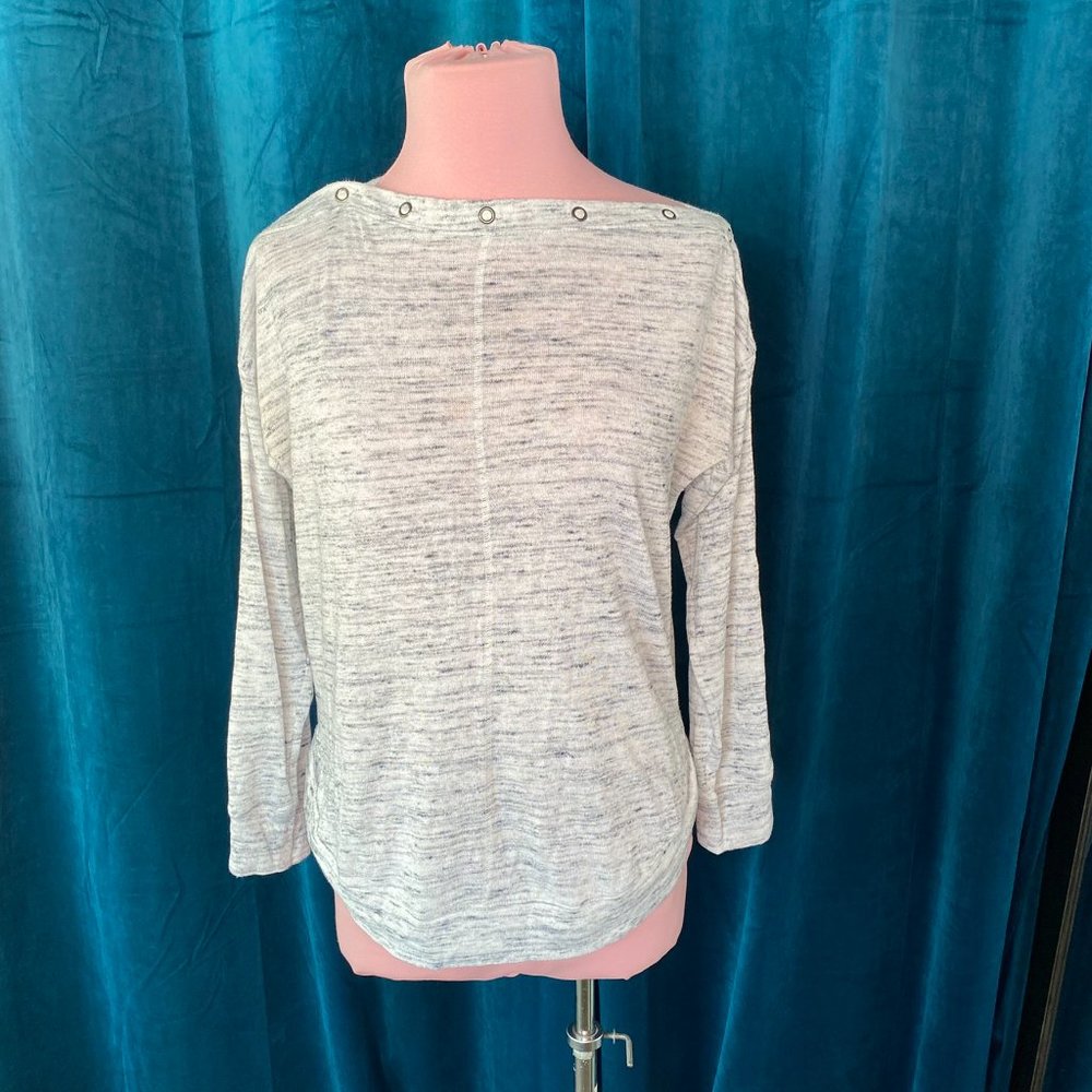 Maurices Space Dye Snap Long Sleeve Top Gray - Picture 1 of 7